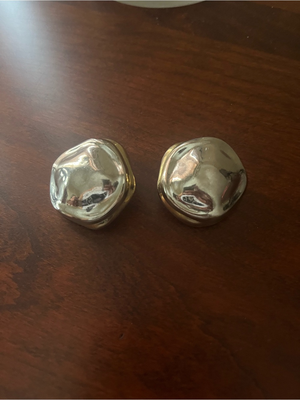 Vintage Silver-Tone Organic Pebble Clip-On Earrings